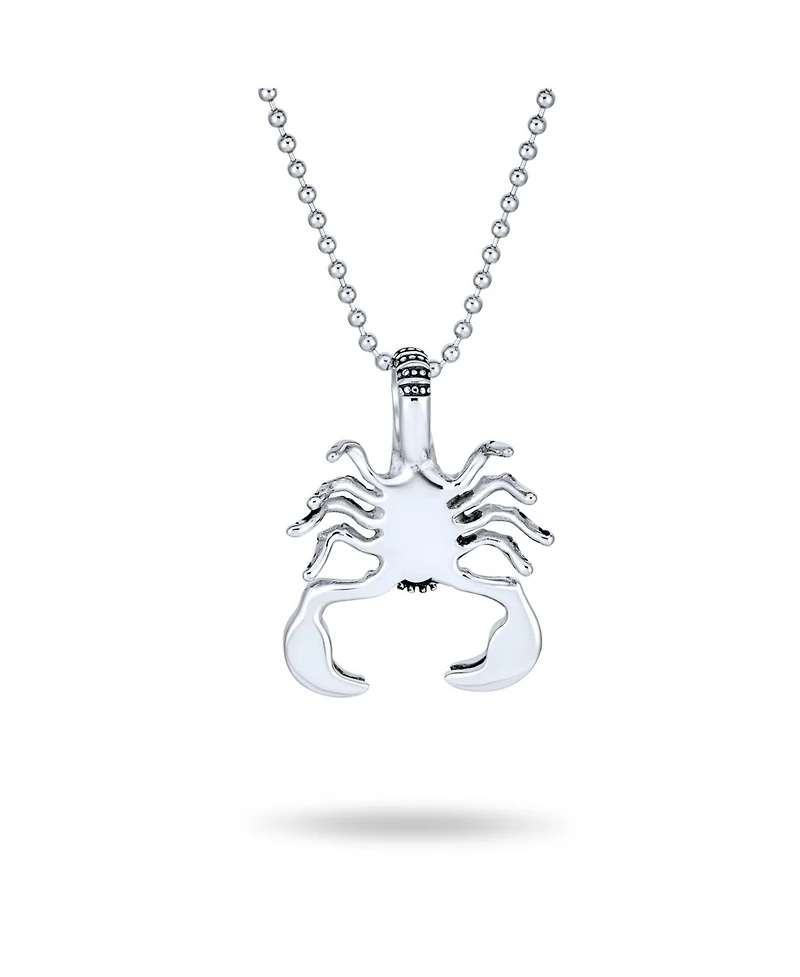 Bling Jewelry Tribal Zodiac Scorpion Necklace Stainless Steel Oxidized Black 20 Inches