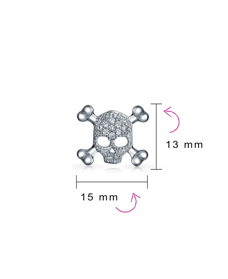 Bling Jewelry Dia De Los Muertos White Cz Skull Crossbones Stud Earrings Sterling Silver