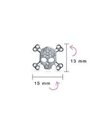 Bling Jewelry Dia De Los Muertos White Cz Skull Crossbones Stud Earrings Sterling Silver