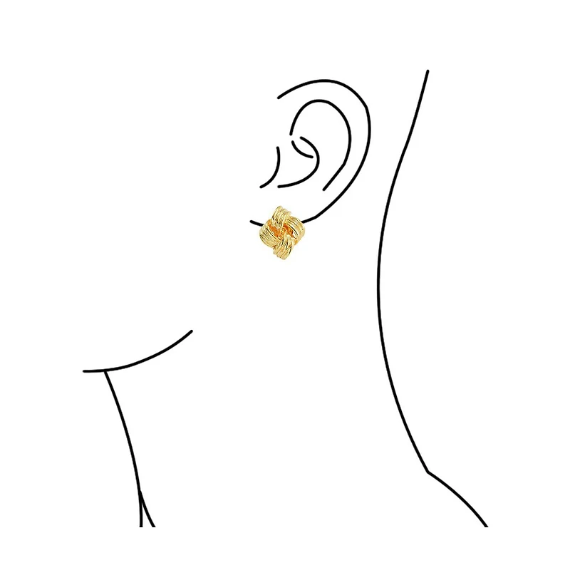 Bling Jewelry Geometric Square Two Tone Rope Cable Love Knot Clip On Earrings For Non Pierced Ears Gold Silver Plated Brass