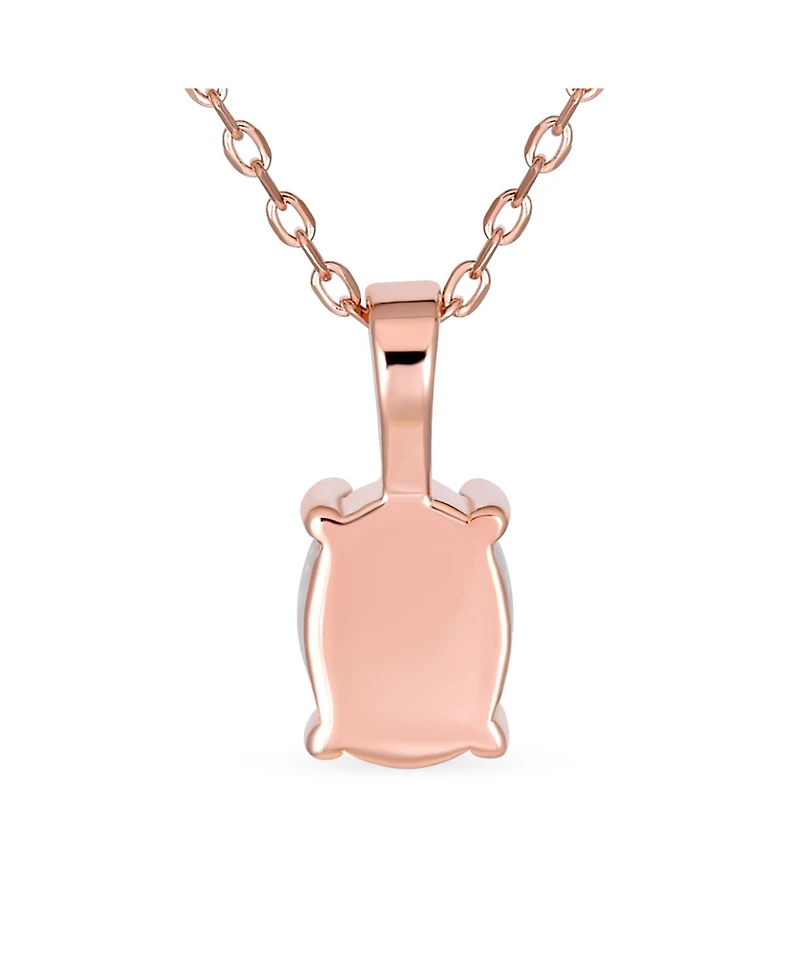 Bling Jewelry Oval Created Opal Solitaire Pendant Necklace in Rose Gold Sterling Silver