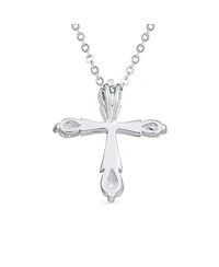 Bling Jewelry Black Purple Clear Cubic Zirconia Cz Teardrop Tips Cross Necklace Pendant .925 Sterling Silver