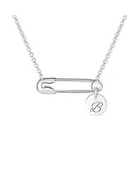 Bling Jewelry Script Alphabet A-z Solidarity Pendant Necklace Sterling Silver Safety Pin Design