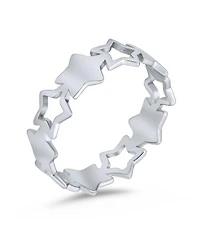 Bling Jewelry Silver Ring: Stacking Patriotic Usa Star Eternity Band in Sterling Silver