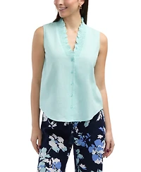 Ellen Tracy Women's Sleeveless Ruffle Neckline Top