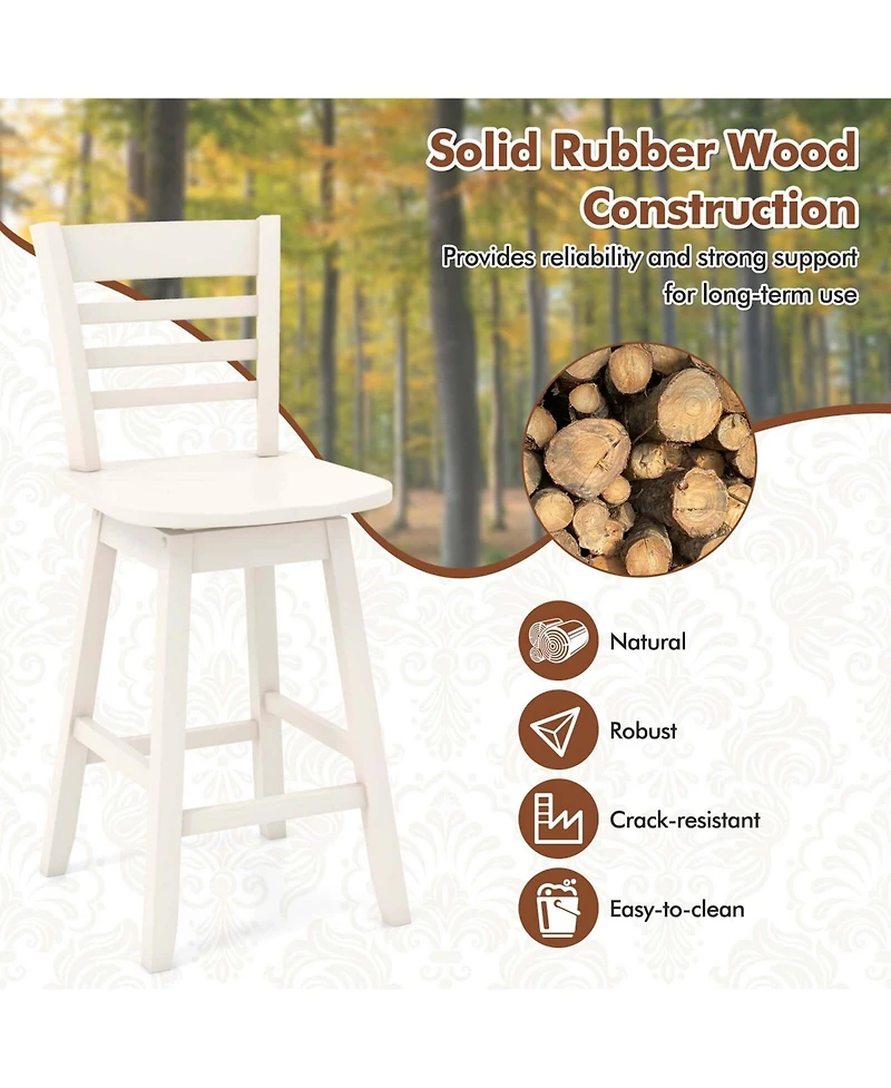 4 Pcs 24.5" Counter Height Bar Chairs Swivel Bar Stools with Hollow Backrest