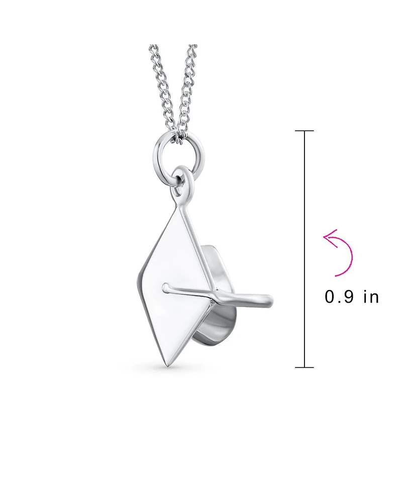 Bling Jewelry Graduate Gift Sterling Silver Pendant Necklace with Graduation Cap Hat Design
