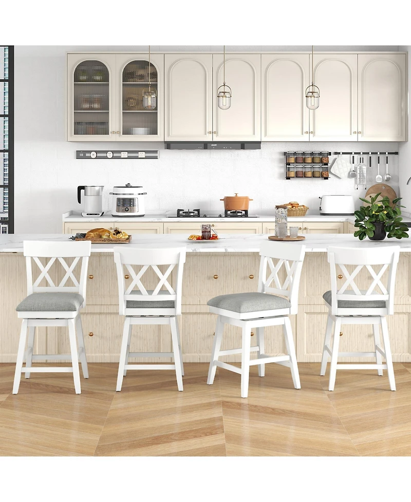 Bar Stool with Contoured Backrest and Swivel Padded Seat