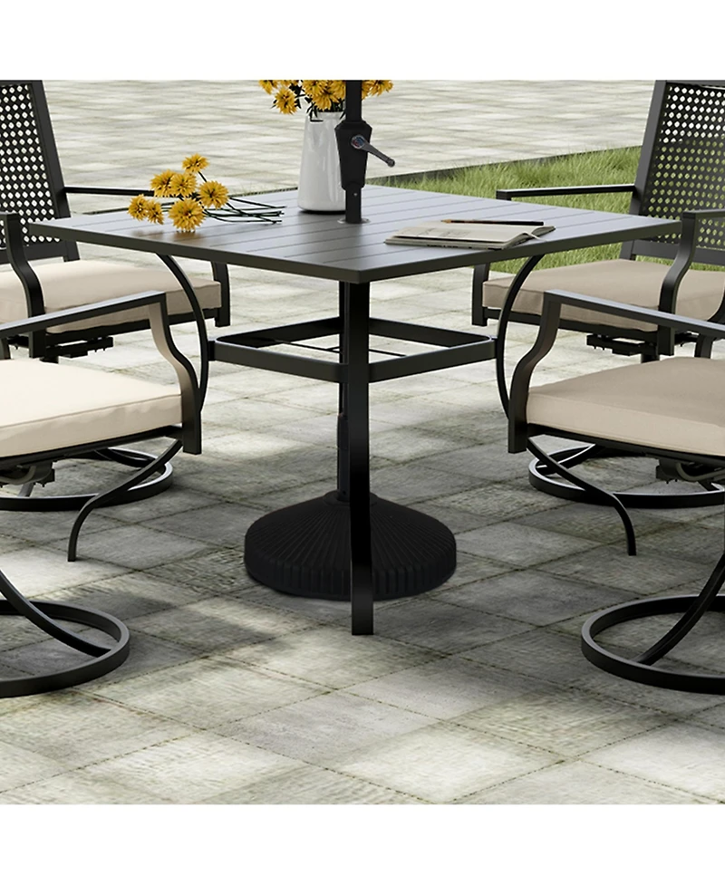 6 ibs. Heavy-Duty Round Outdoor Patio Umbrella Base in Black Can Be Filled with Water and Sand