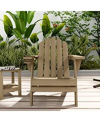 5-Piece Hdpe Adirondack Chairs Conversation Set with Outdoor 28-inch Square Fire Pit Table