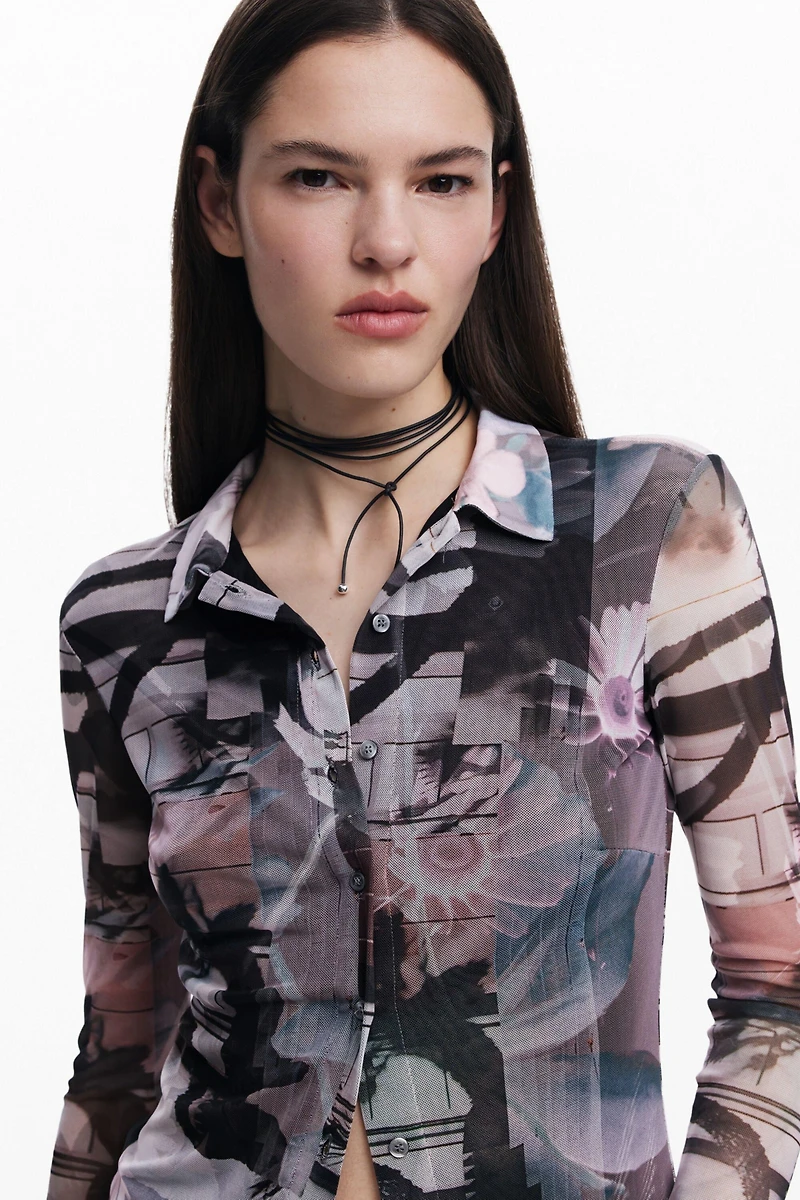Desigual Women's Buttoned tulle T-shirt