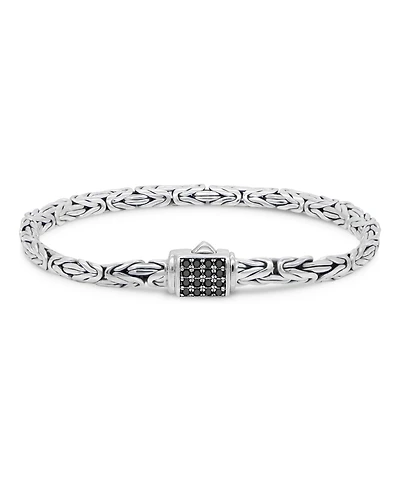 Black Spinel & Sterling Silver Borobudur Oval 5mm Chain Bracelet, X-Large 8.5 in
