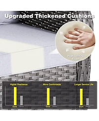 Xizzi Outdoor Furniture Patio Conversation Set 5 Pieces All Weather Wicker High Back Couch with Ottomans