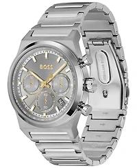 Hugo Boss Men's Candor Quartz Chronograph Silver-Tone Stainless-Steel Watch, 41mm