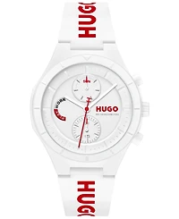 Hugo Boss Men's Lit Multi Quartz Multifunction White Silicone Watch, 44mm