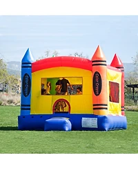 HeroKiddo Crayon Inflatable Bounce House Backyard Party Moonwalk Size 13'x13' (with Air Blower), Commercial Grade Pvc Vinyl, for Kids and Adults, Outd