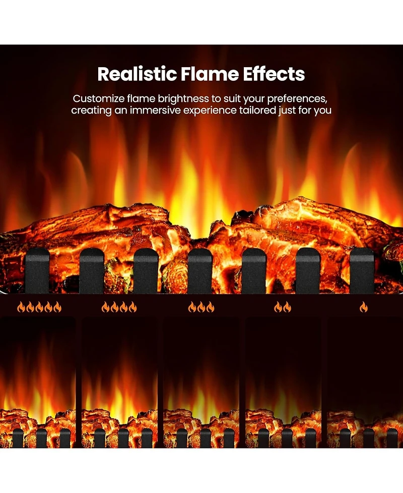 Kismile 15" Electric Fireplace Stove Heater with Thermostat Control, 3D Realistic Flame Effects, Adjustable Heating Mode, Overheating Safe Design