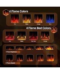 Kismile Electric Fireplace, 1500W infrared heater with 3D flame effect, remote control, 8-hour timer, and 5100 Btu heating. Ideal for freestanding use