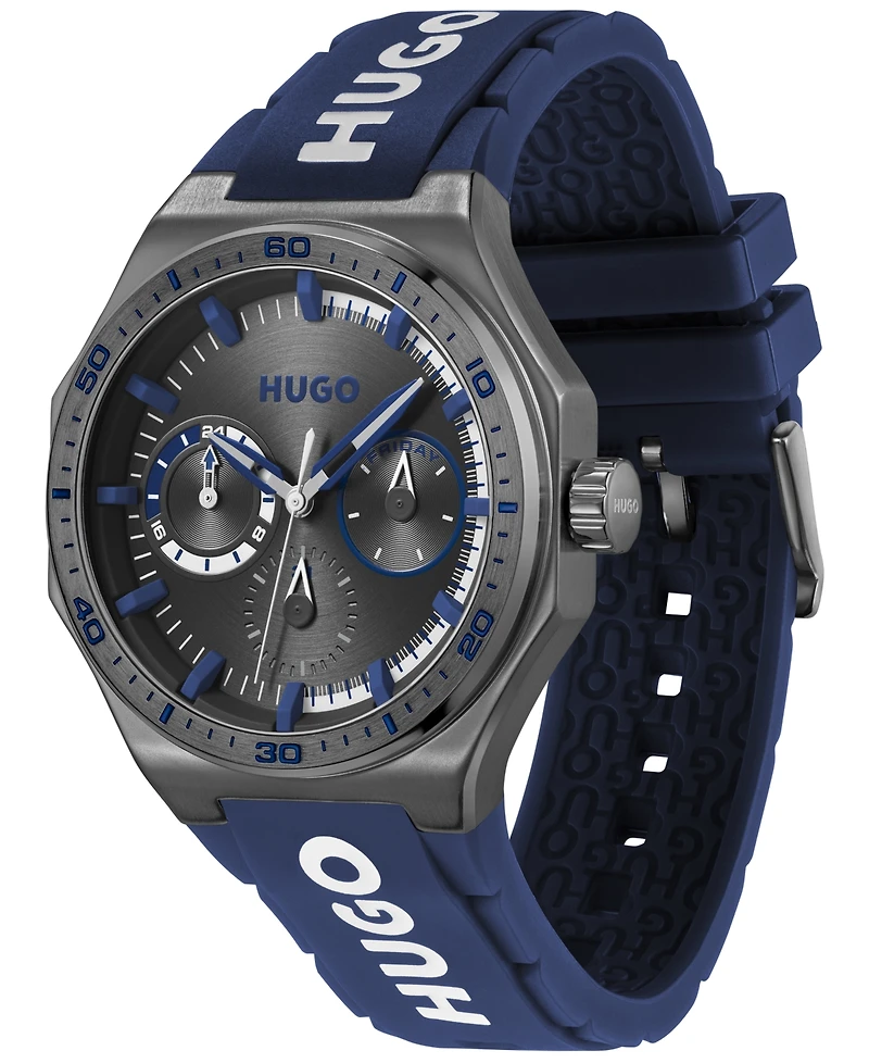 Hugo Boss Men's Grail Sport Quartz Multifunction Blue Silicone Watch, 44mm