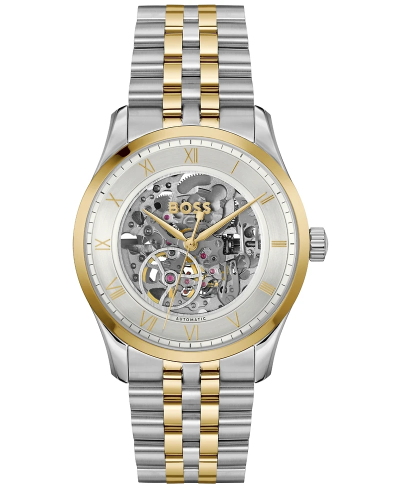 Hugo Boss Men's Principle Skeleton Mech-Automatic Two-Tone Stainless-Steel Watch, 41mm