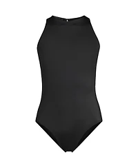 Lands' End Women's D-Cup Tugless High Neck Portrait Back One Piece Swimsuit