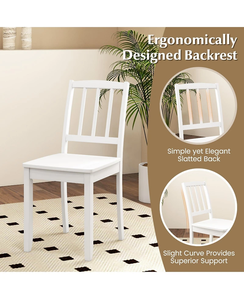 Wood Dining Chair Set of 2 with Rubber Wood Legs