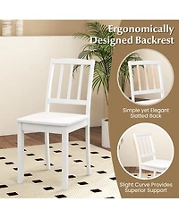 Wood Dining Chair Set of 2 with Rubber Wood Legs