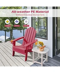 Gymax 2PCS Patio Folding Adirondack Chair Weather Resistant Cup Holder Yard