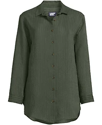 Lands' End Plus Rayon Rib Button Down Cover-Up