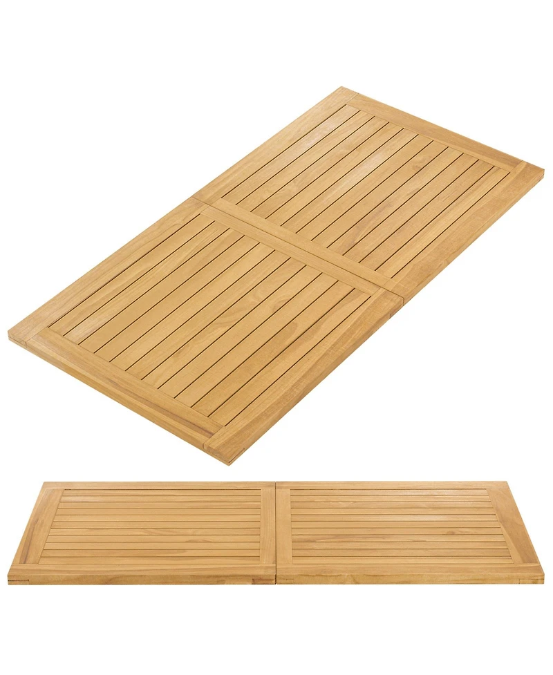 Indoor Outdoor Teak Wood Slatted Tabletop Panel Board Split in 2 Square