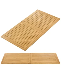 Indoor Outdoor Teak Wood Slatted Tabletop Panel Board Split in 2 Square