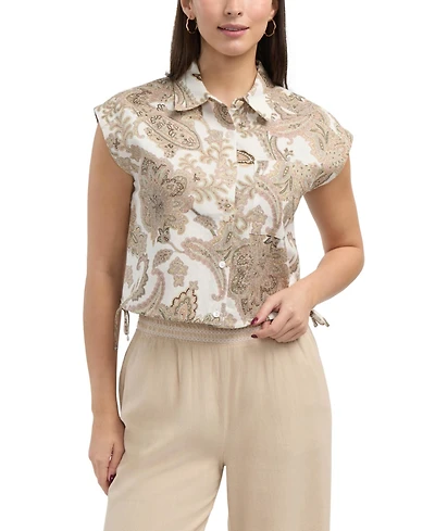 Ellen Tracy Women s Camp Shirt with Side Ties