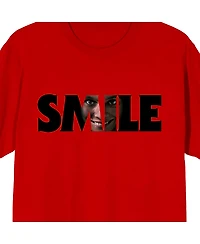 Smile Men's Text With Hidden Face Crew Neck Short Sleeve Adult Red T-shirt-xxl