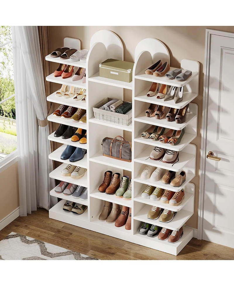 Tribesigns 13-Tier Shoe Rack, Freestanding Tall Entryway Shoe Organizer with Open Shelves, 40 Pairs Wide Wooden Shoe Shelf Shoe Storage Cabinet
