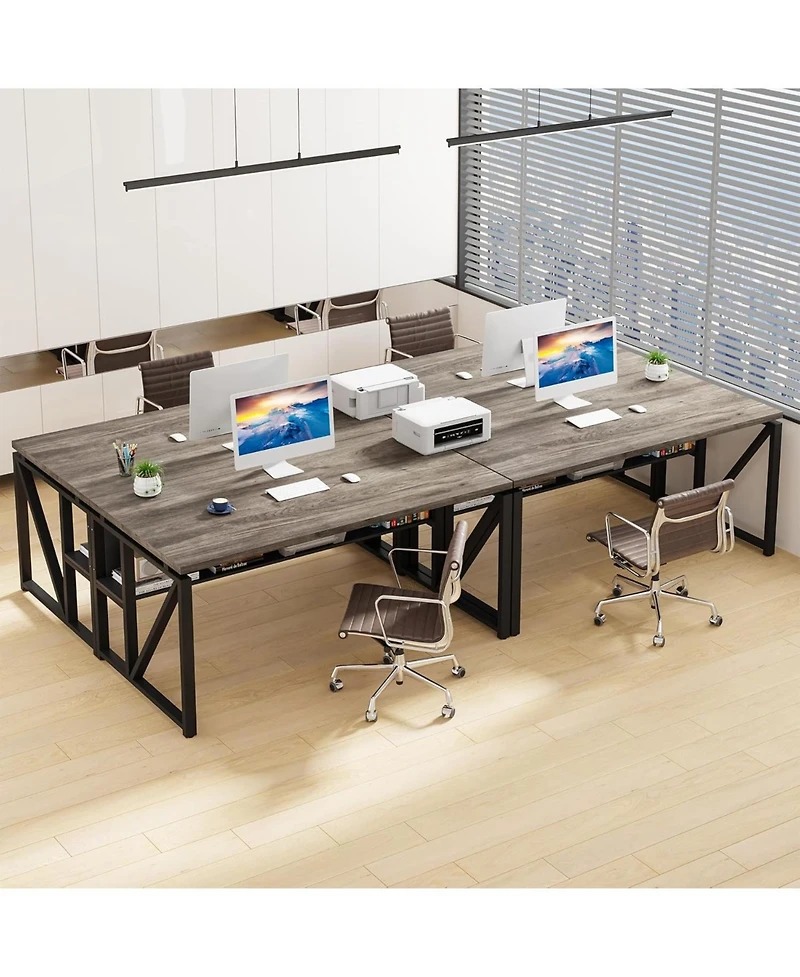 Tribesigns Computer Desk with Bottom Storage Shelf, Home Office Desk Writing Table for Workstation (Dark Oak, 55 inches )