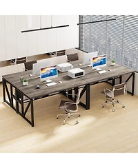 Tribesigns Computer Desk with Bottom Storage Shelf, Home Office Desk Writing Table for Workstation (Dark Oak, 55 inches )