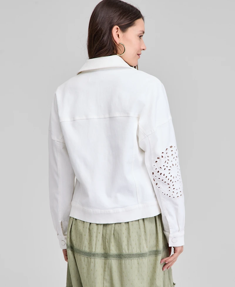 And Now This Women's Eyelet Embroidered Denim Jacket, Exclusively at Macy's