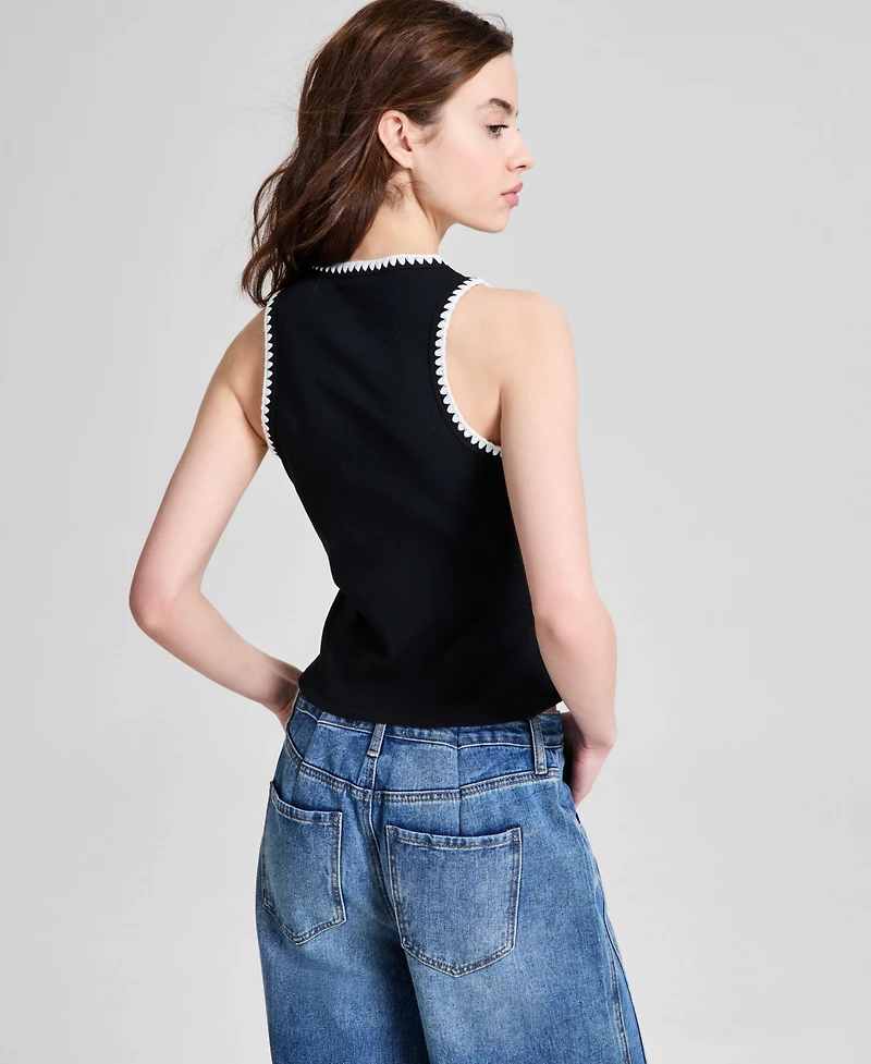 And Now This Petite Whipstitched Ribbed Tank Top, Exclusively at Macy's