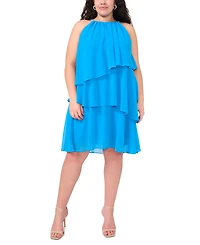 Msk Plus Size Embellished-Strap Halter Tiered Dress