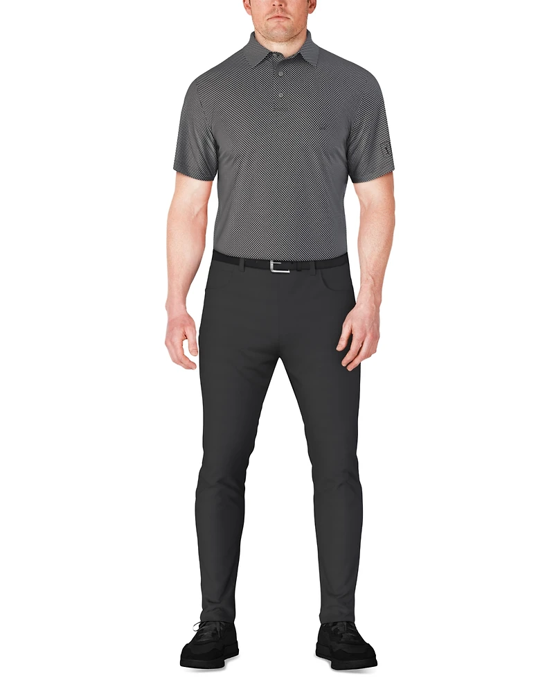 Pga Tour Men's Short Sleeve Micro Geo Print Polo Shirt
