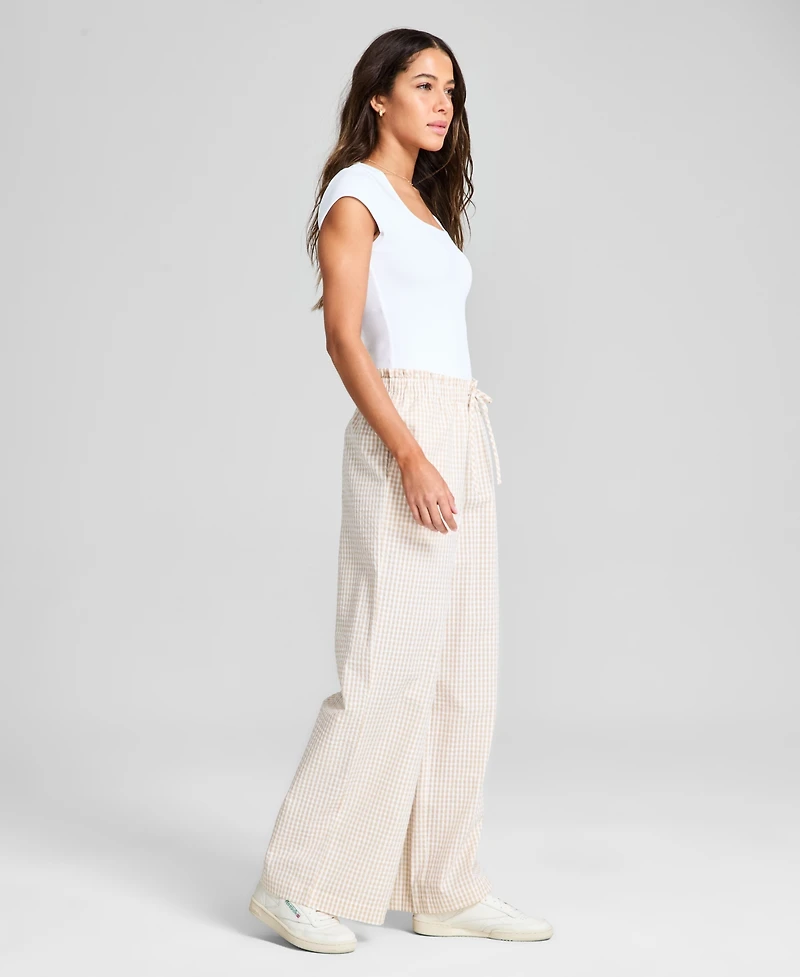 And Now This Women's Cotton Tie-Waist Wide-Leg Pants, Exclusively at Macy's