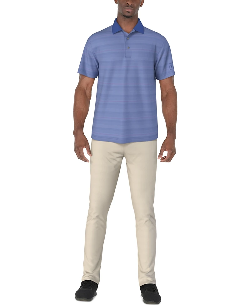 Pga Tour Men's Short Sleeve Birdseye Jacquard Polo Shirt