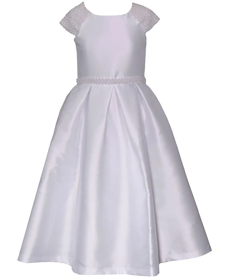 Bonnie Jean Big Girls Mikado Embellished Cultivated Pearl Communion Dress