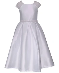 Bonnie Jean Big Girls Mikado Embellished Cultivated Pearl Communion Dress