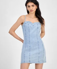 Bar Iii Women's Sleeveless Denim Corset Dress, Exclusively at Macy's