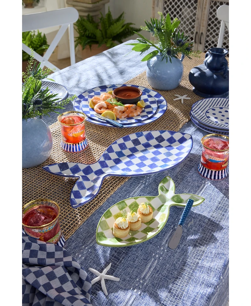 Mackenzie-Childs Indigo Check Round Platter