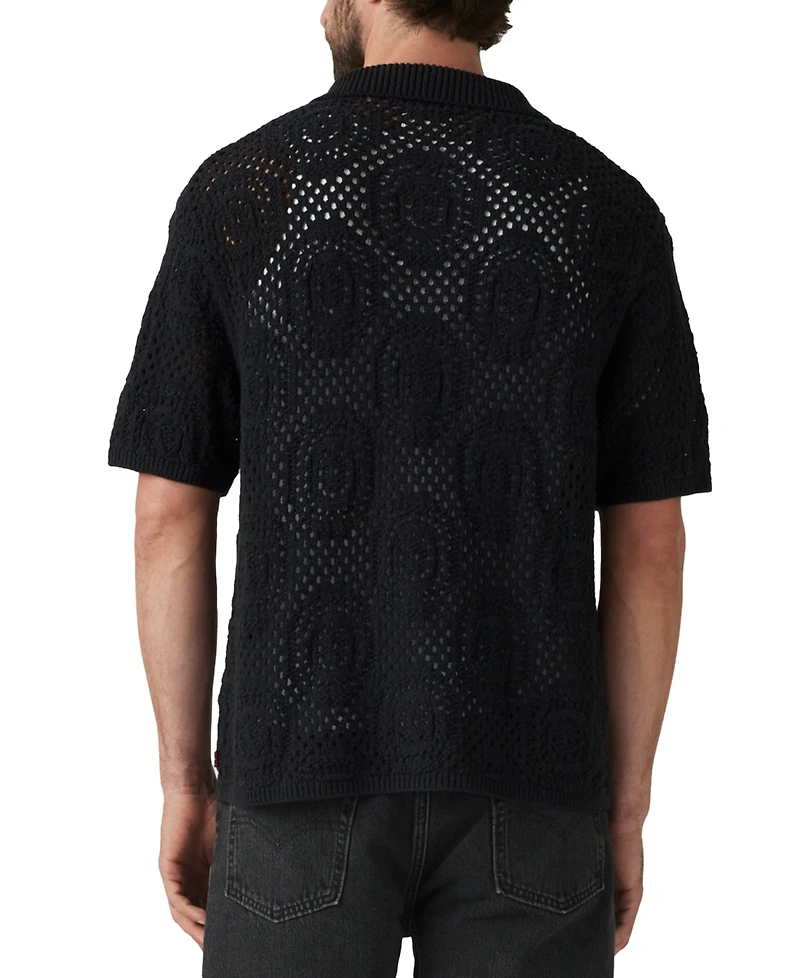 Levi's Men's Straight-Fit Pointelle Crochet Button-Down Camp Shirt