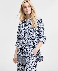 Tommy Hilfiger Womens Printed Long Sleeve Tunic Wide Leg Pants