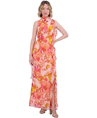 Eliza J Women's Printed Ruffle-Trims Chiffon Dress