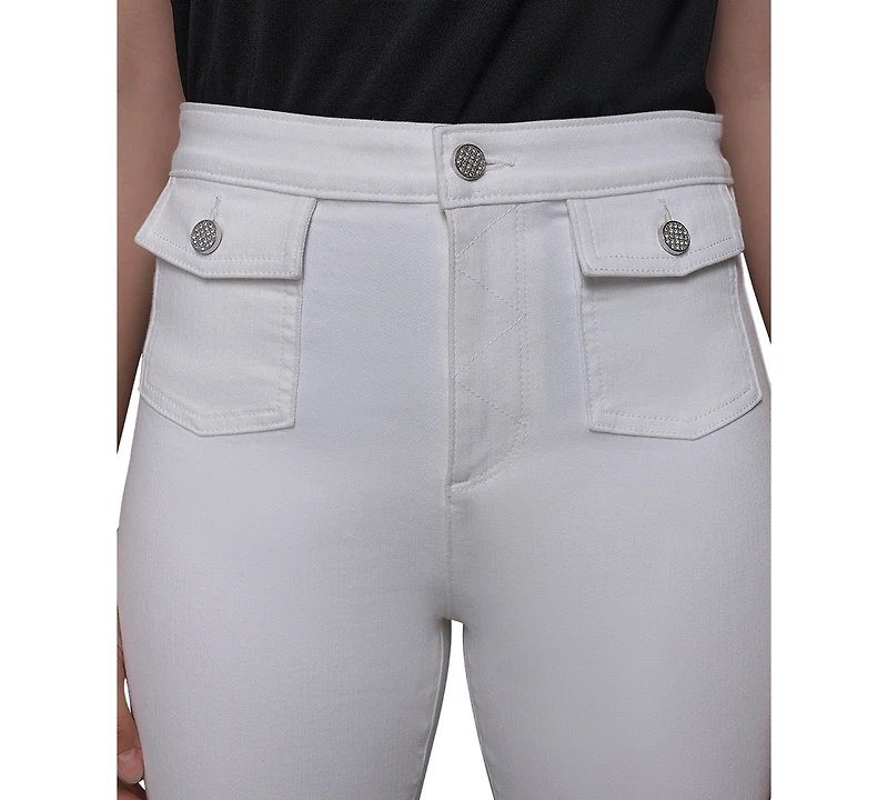 Karl Lagerfeld Paris Women's Patch Pocket Flare-Leg Jeans